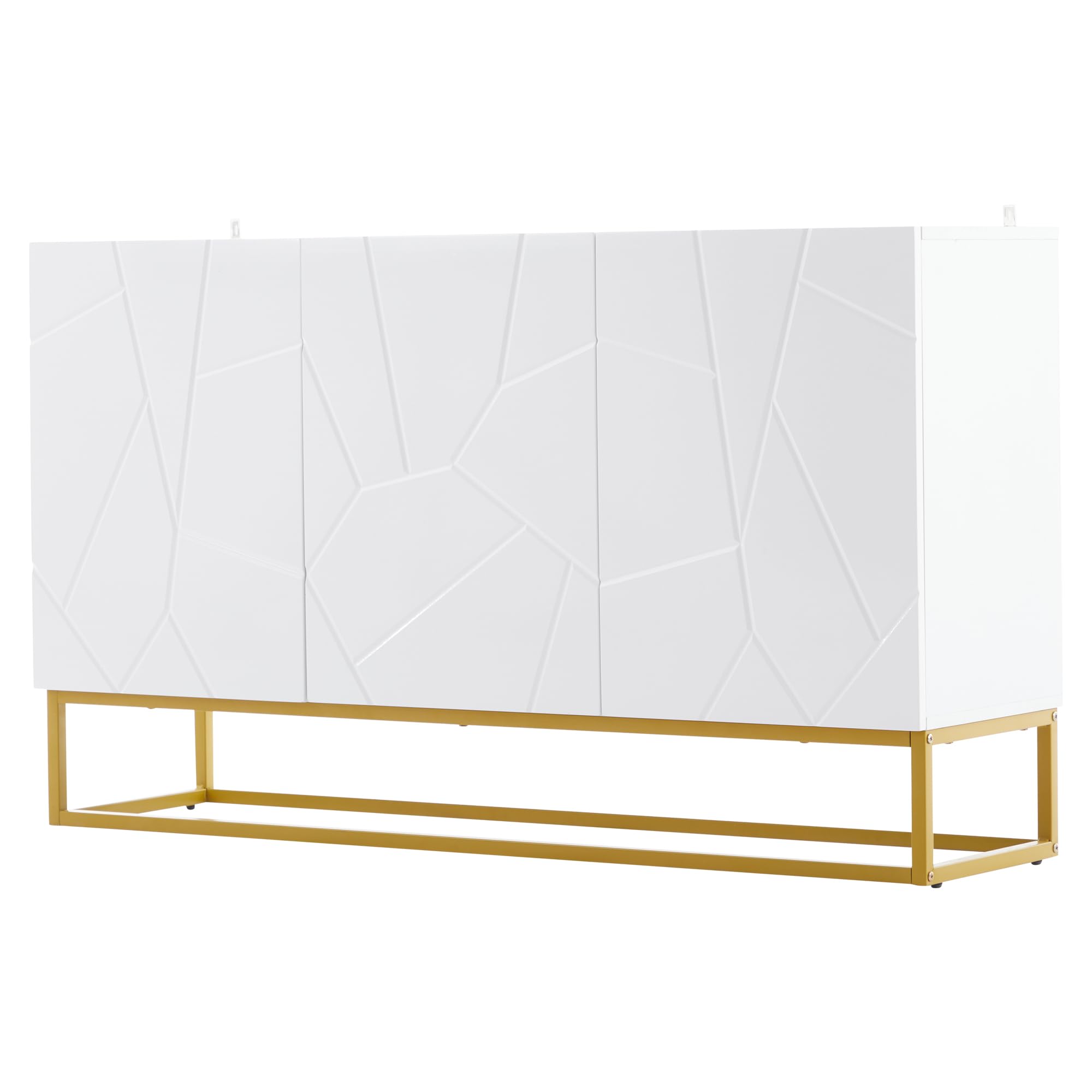 Credenza lucida, moderna credenza con 4 scomparti, larghezza 130 cm