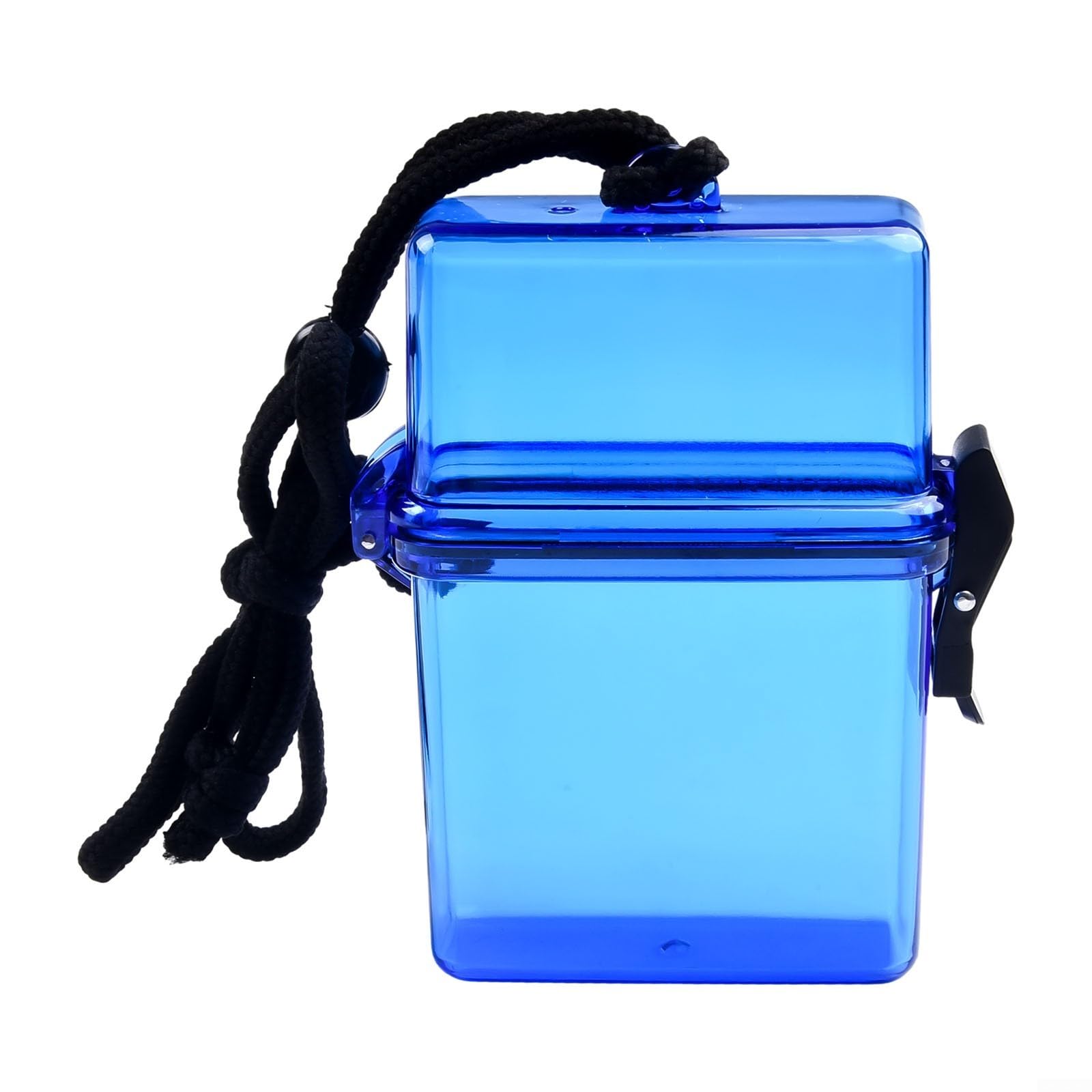 Sealed Waterproof Case with Lanyard for Kayaking Swimming Rafting Diving Water Sports Outdoor Activities Plastic Dry Storage Box Container for Small Items Keys Cards 11.9x9.4x3.6cm(blue)