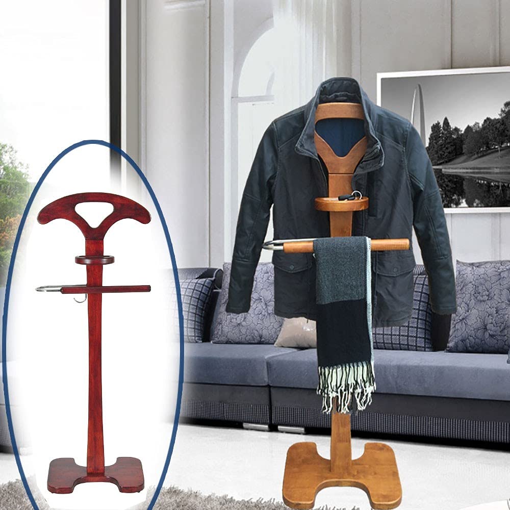 Wieszak Na Ubrania, Wolnostojący, Unisex, Wieszak Na Ubrania, Okrągły, Z Półką I Wieszakiem W Kształcie Litery L, Metalowy I Drewniany, Dostępny W Wersji Z Tłumikiem - 145 X 45 Cm