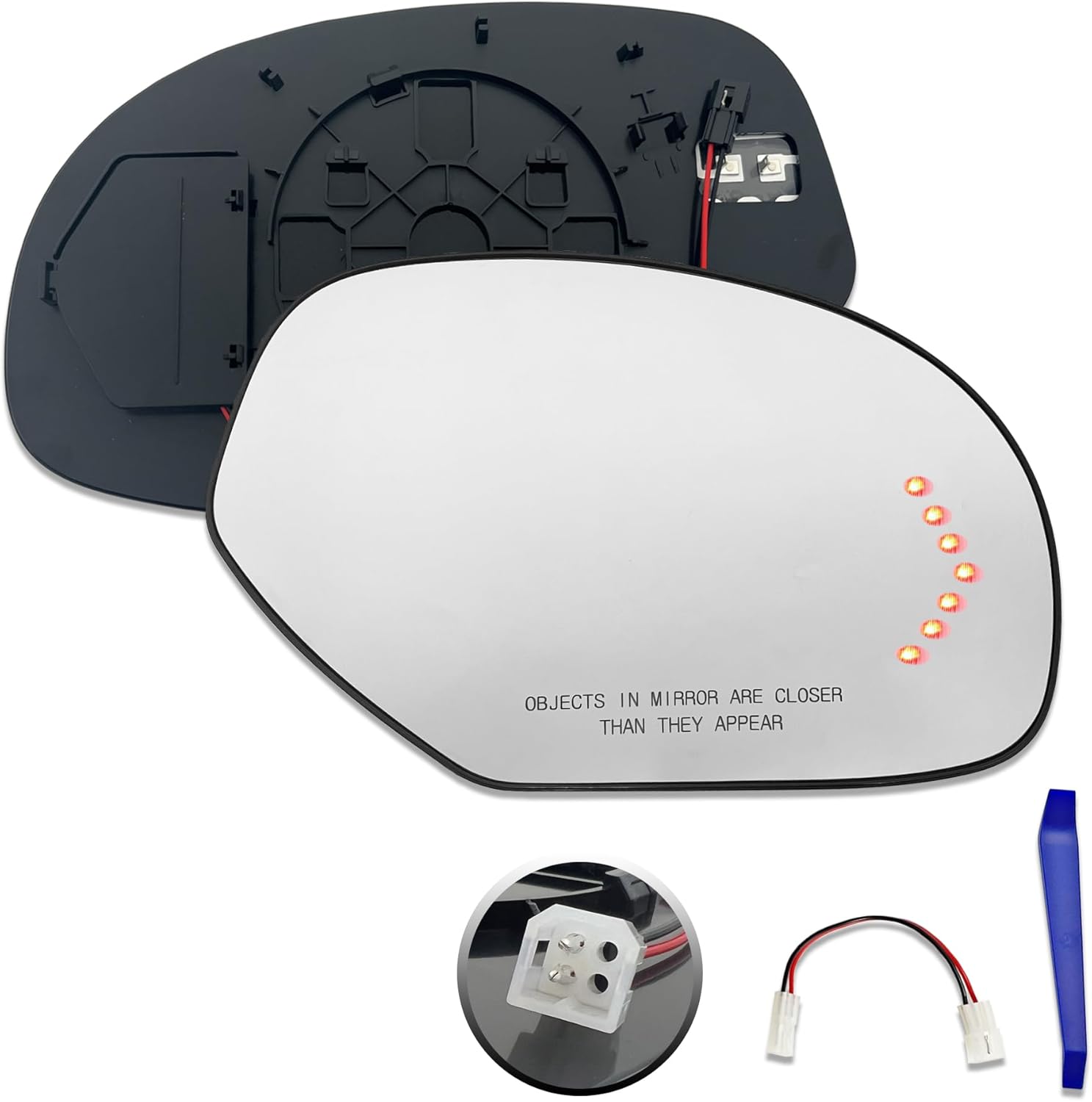 Replacement Right passenger side mirror glass for 2007-2014 Chevy Chevrolet Silverado,Tahoe,Avalanche,Suburban 1500 2500,GMC Sierra 1500 2500,Yukon,Cadillac Escalade, 4-pin,turn signal passenger right side