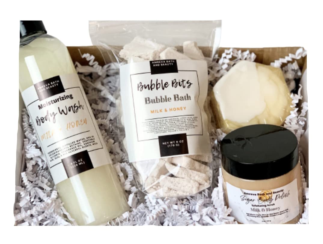 Amreva Bath and Beauty Spa Gift Set,Bath Set, Body Wash, Handmade Soap, Bubble Bath, Sugar Scrub