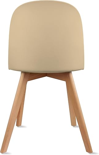 Miniatura 7 de 2xhome Juego de 4 modernas sillas laterales de comedor sin brazos, asiento de plástico con patas de madera duraderas para cocina, patio, oficina,