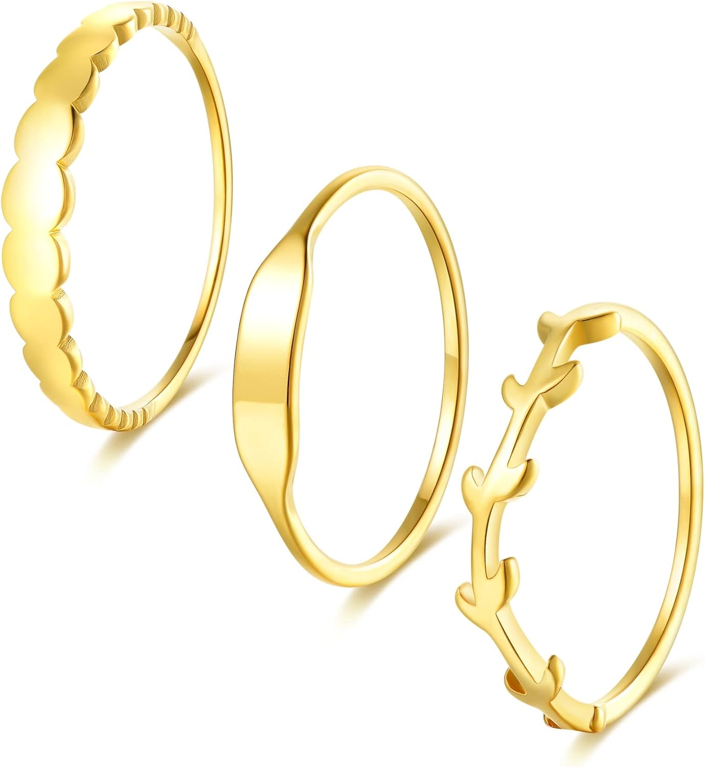 Amazon.com: KAZITSAN Stainless Steel Gold Rings for Women Statement ...