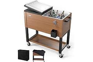 VINGLI Patio Cooler Cart with Waterproof Cover