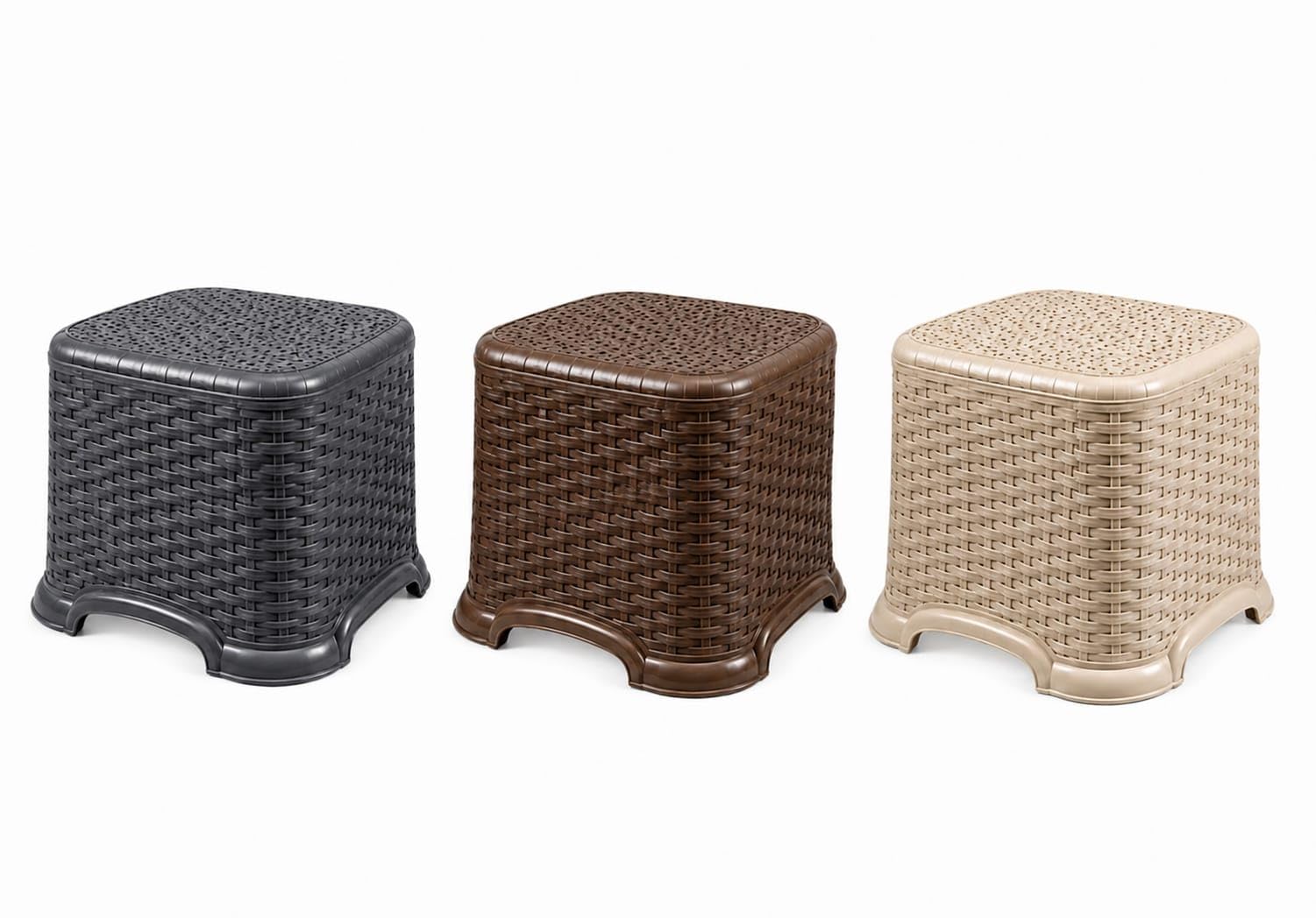 Plastic Multipurpose Stool with Rattan Design | Heavy Duty Bathroom Stool | Strong & Durable Sitting Stool for Home, Living Room & Utility Use | Multicolor-image-49