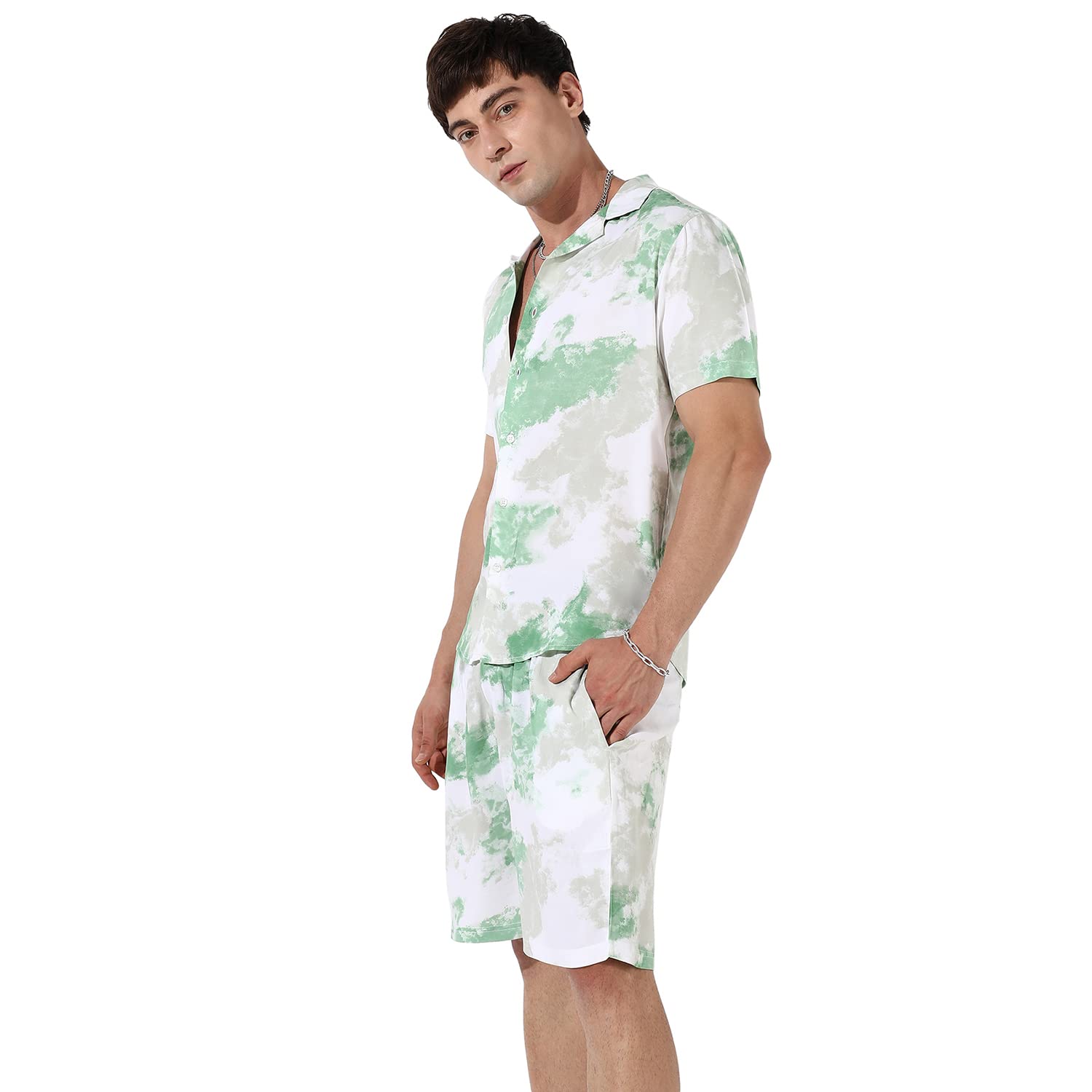 Campus Sutra Men's Multicolour Tie-Dye Print Co-Ord Set For Casual Wear | Cotton Rayon Fabric | Clothing Set Crafted With Comfort Fit & High Performance For Everyday Wear