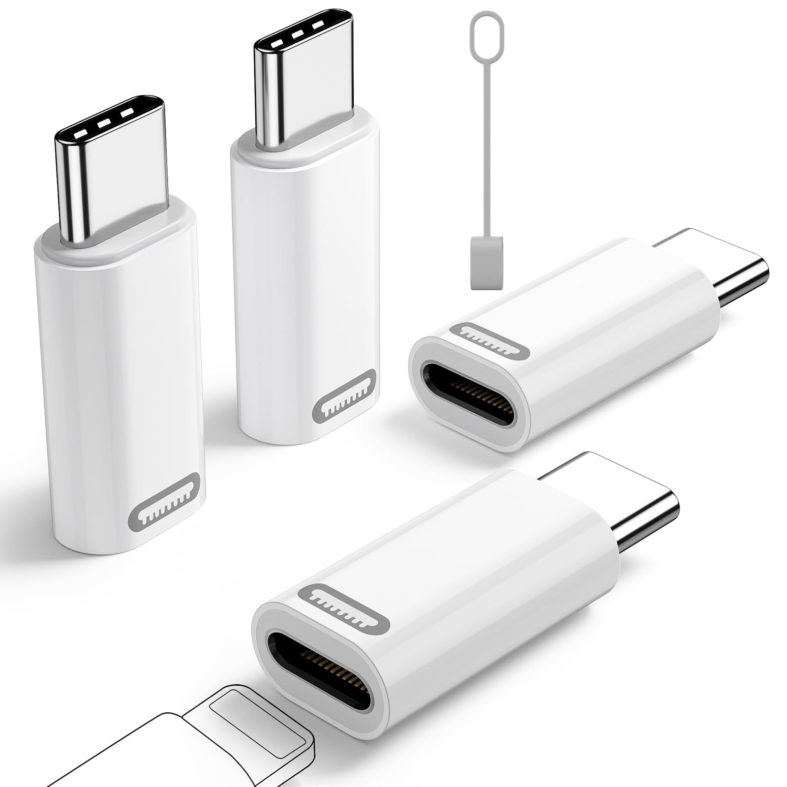 EKVUVKE ライトニング タイプc 変換 4個セット, PD35W急速充電,…