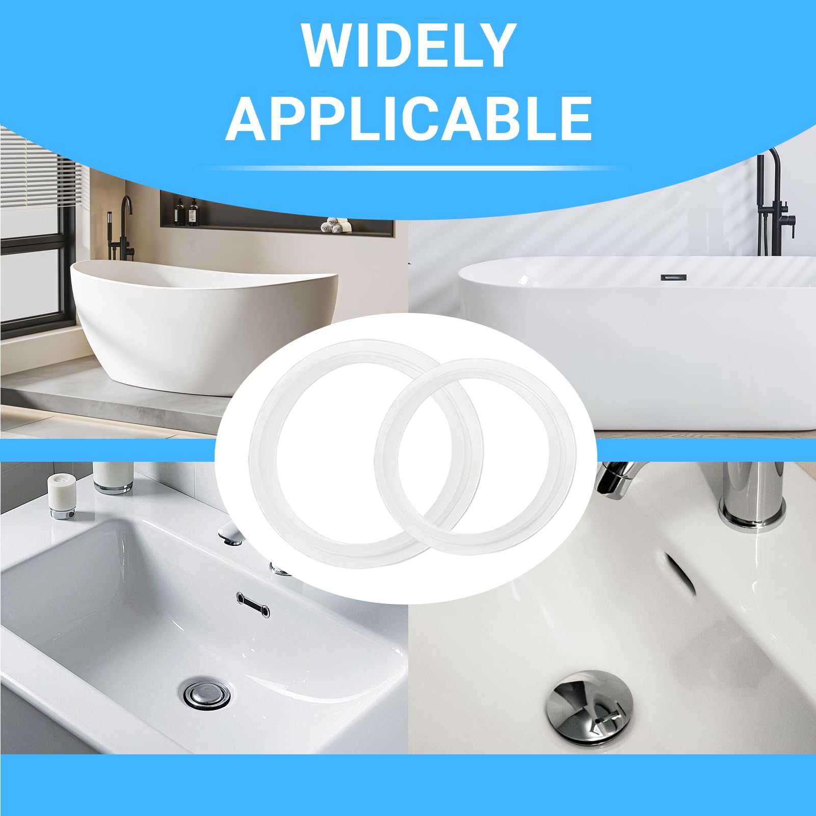 12 Juntas de Silicona Blancas para Tapón de Lavabo, Adecuado para El Tapón de Drenaje de Lavabo Emergente Tipo Empuje，Junta de Drenaje para Tapon Lavabo（38mm＆32mm） 2 Tamaños
