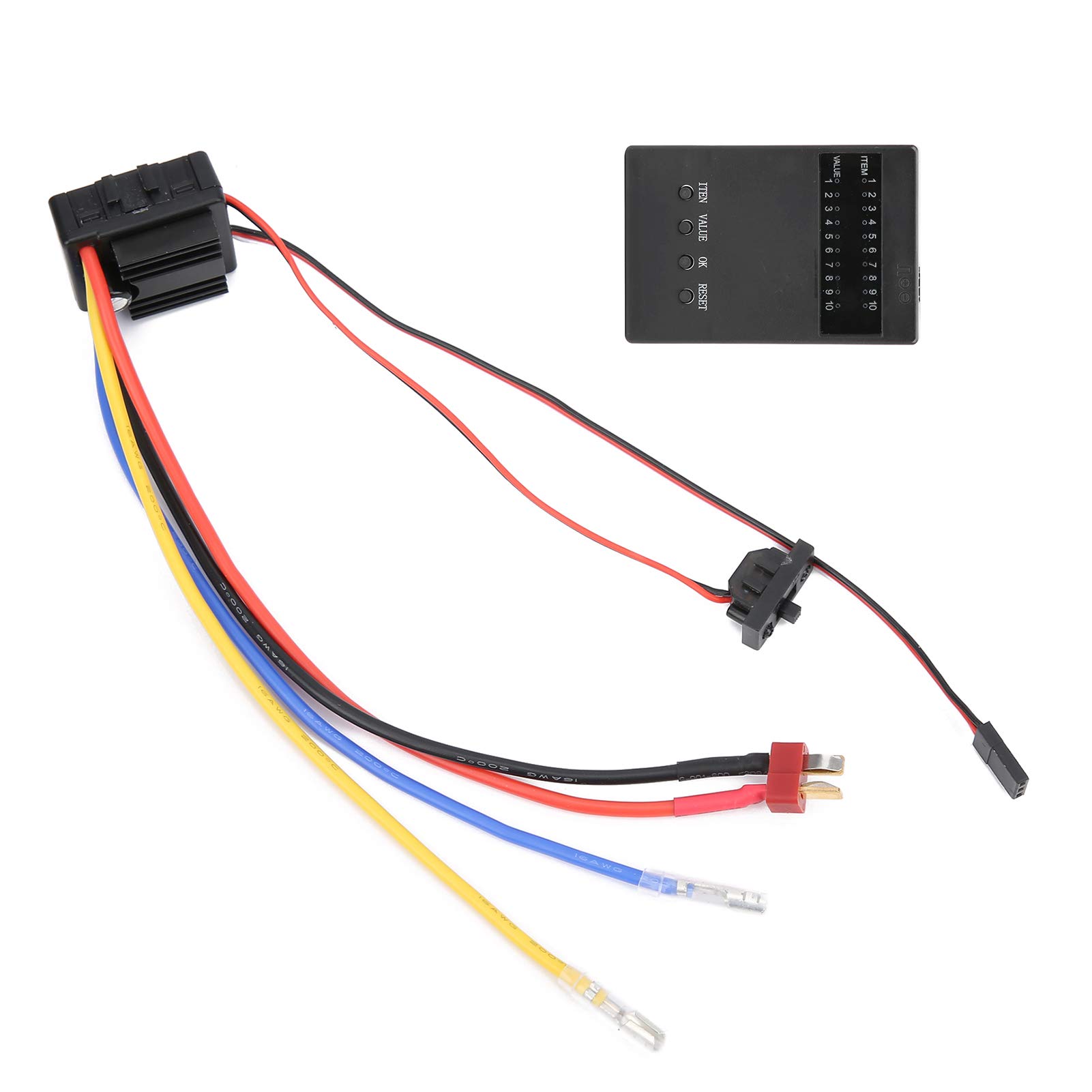 Controlador de velocidad electrónico cepillado 80A, ESC con tarjeta de programa para coche RC 1/8 1/10, ESC RC impermeable a prueba de polvo con protección contra
