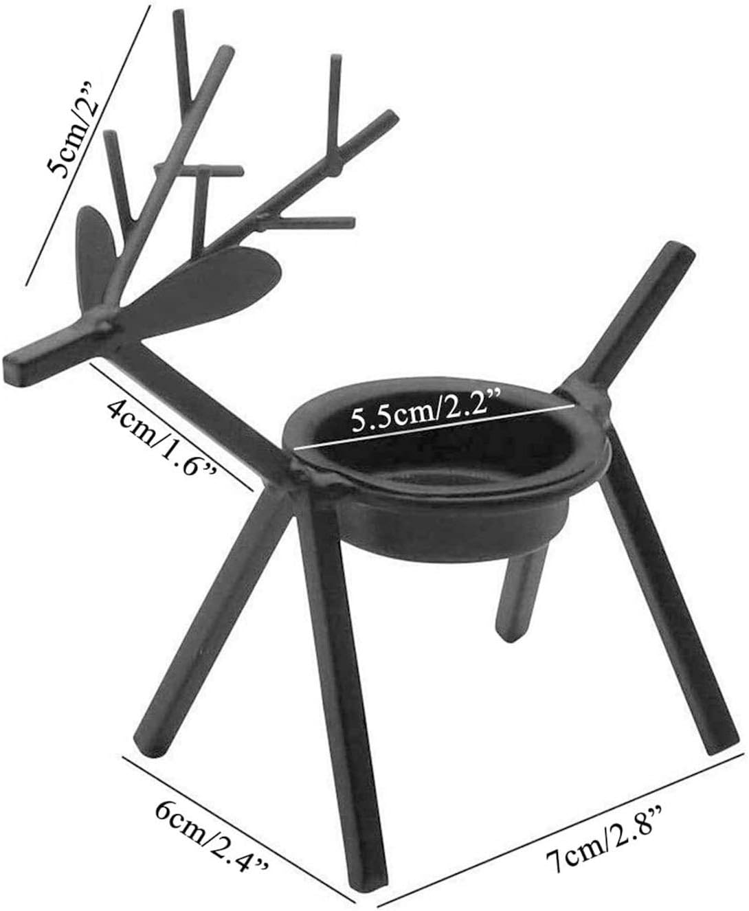 6 Pack Candelabra Candle Holder, Standing Christmas Decorations for Kitchen, Thanksgiving Decorations for Home, Floor Candle Holders, Reindeer Tealight Holders, Christmas Candle Holder (Black)