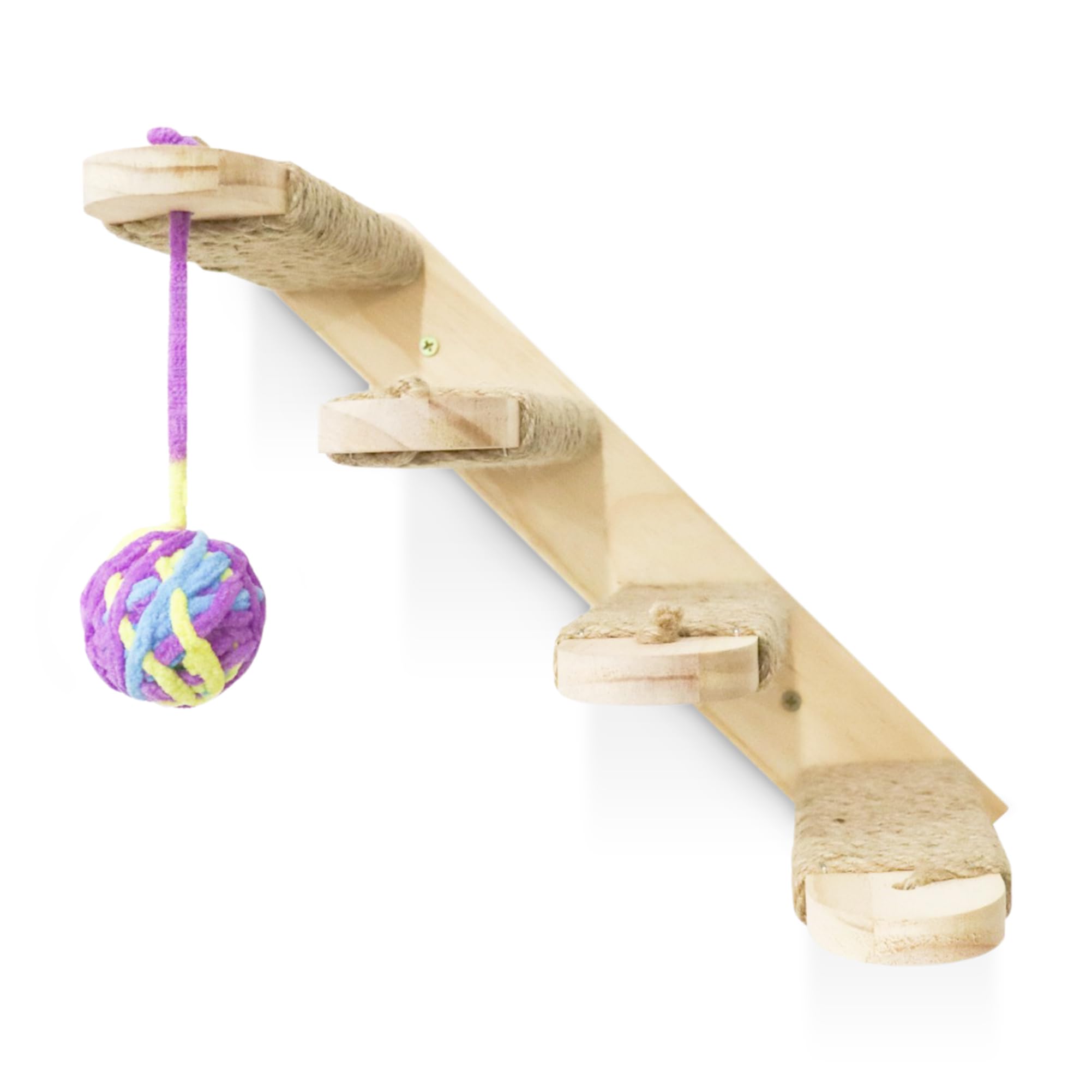 THINGSSOL© Escalera Rascador Para Gatos | Pelota con cascabel incluida | Arbol de actividades para Gato | Rascador Pared Gatos | Parque Estantería Pared | Accesorios Muebles Gato | Izquierda y Derecha