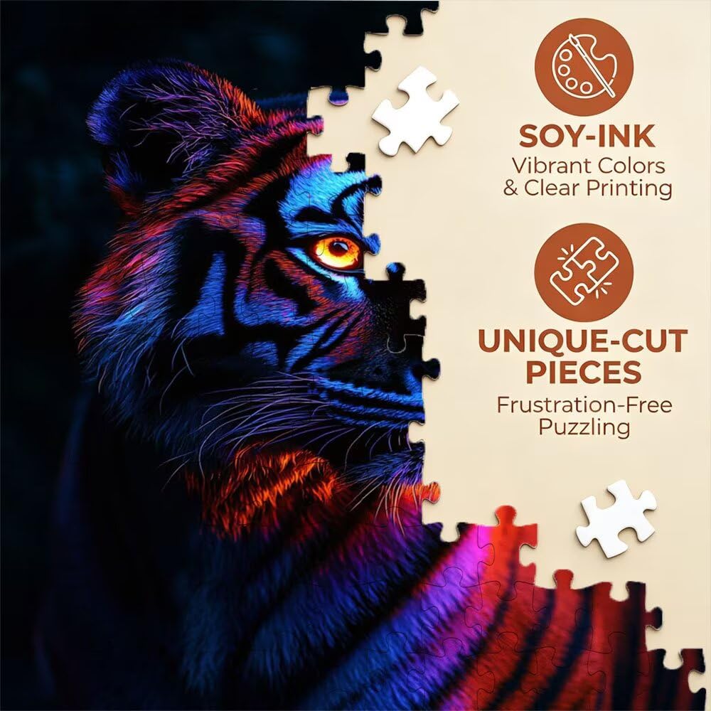 Puzzle 2000 sztuk, puzzle zwierzęce tygrys dla dorosłych 2000, drewniane puzzle, klasyczne gry edukacyjne, niemożliwe wyzwanie, rodzina gier, kreatywny prezent DX0YL1-203