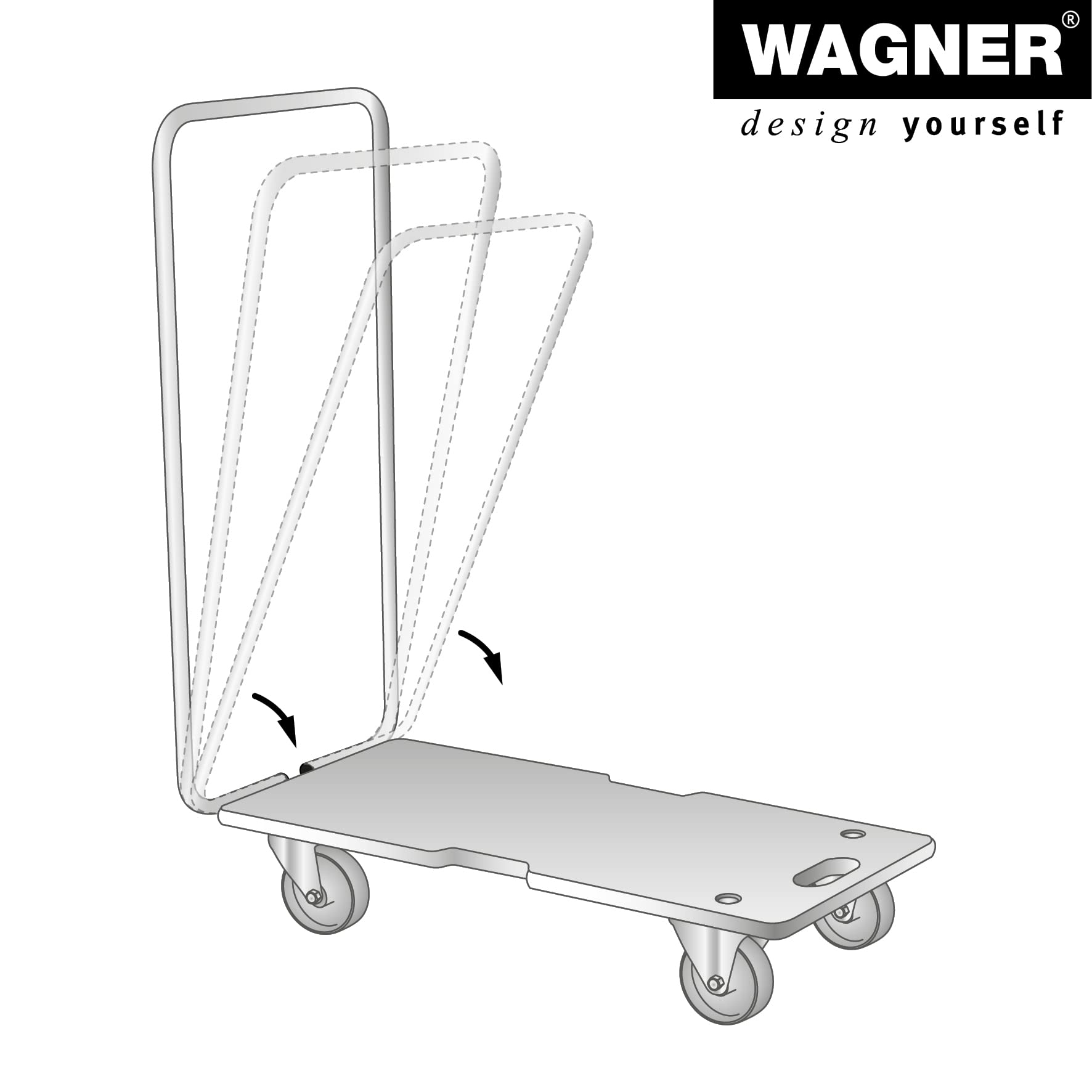 WAGNER Transportroller Transporthilfe 1345 I Schichtholz mit Grip I 74 x 36,5 x 11 cm, Tragkraft 300 kg I Stapelbehälter, Bügel klappbar, Griffe, Ladungssicherung I Möbelroller I FSC® I Made in DE