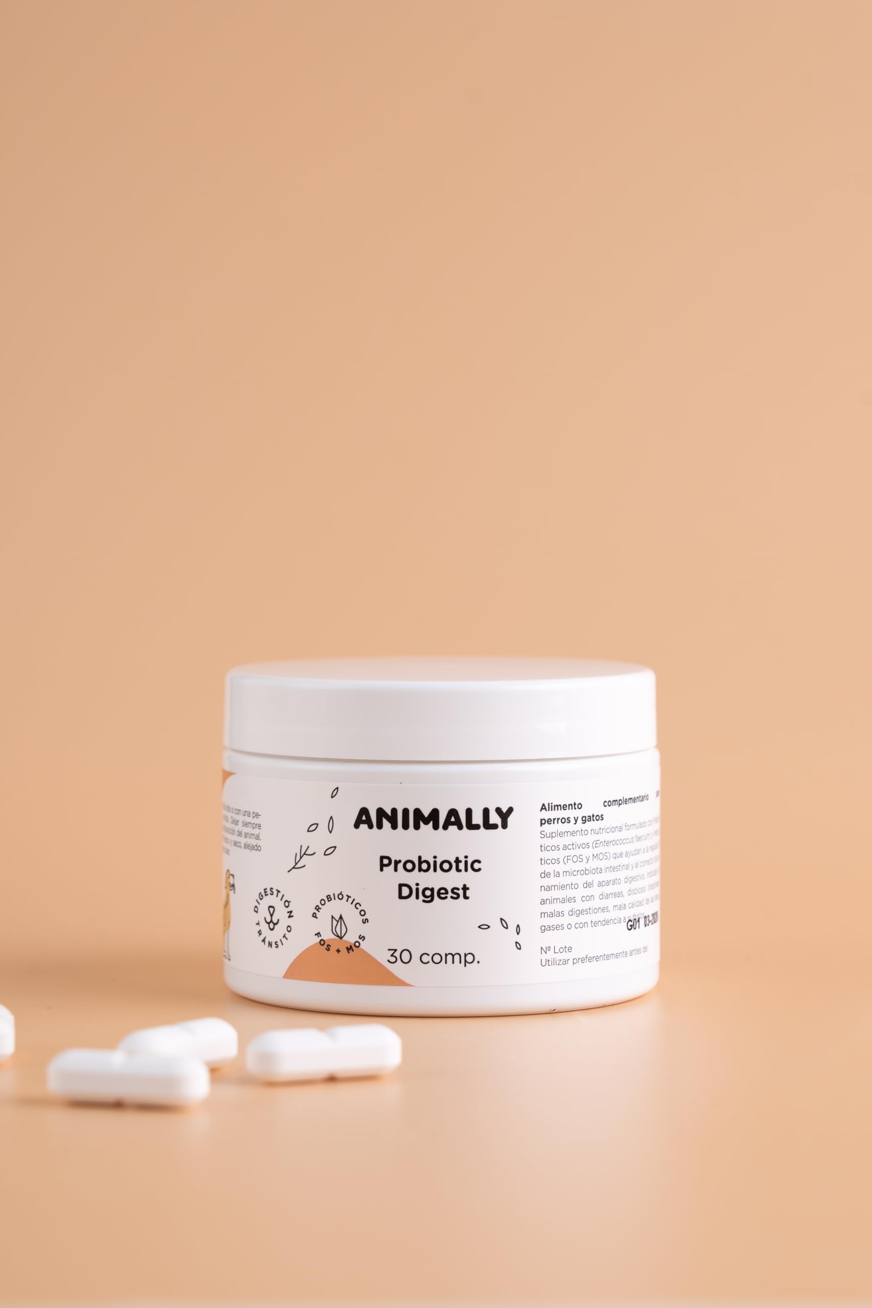 Probiotic Digest 30 Comprimidos | Salud digestiva, probiótico para Perros y Gatos | Repara la Flora Intestinal, Protege el Sistema Inmunológico | Combate Diarrea, Gases y Vómitos |