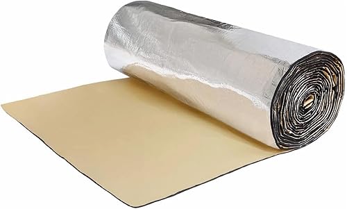 Noikil 197mil 0.197 in 34.2sqft Aislamiento de sonido de papel de aluminio Alfombrilla de espuma de calor almohadilla amortiguadora de ruido para