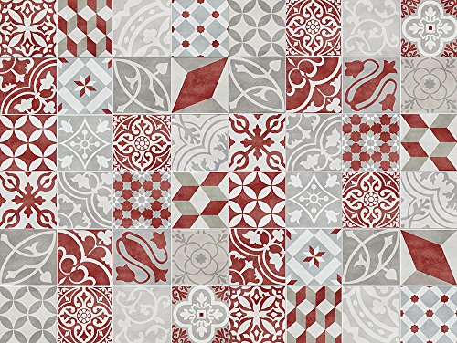 {Alfombras de Vinilo Cocina Roja Alfombras de Vinilo VINILIKO, Alfombra de vinilo, Antique, Rojo, 100x133 cm