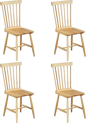 Giantex Juego de 4 sillas de comedor de madera, sillas de comedor Windsor de madera maciza con asiento ancho, carga máxima de 400 libras, sillas de