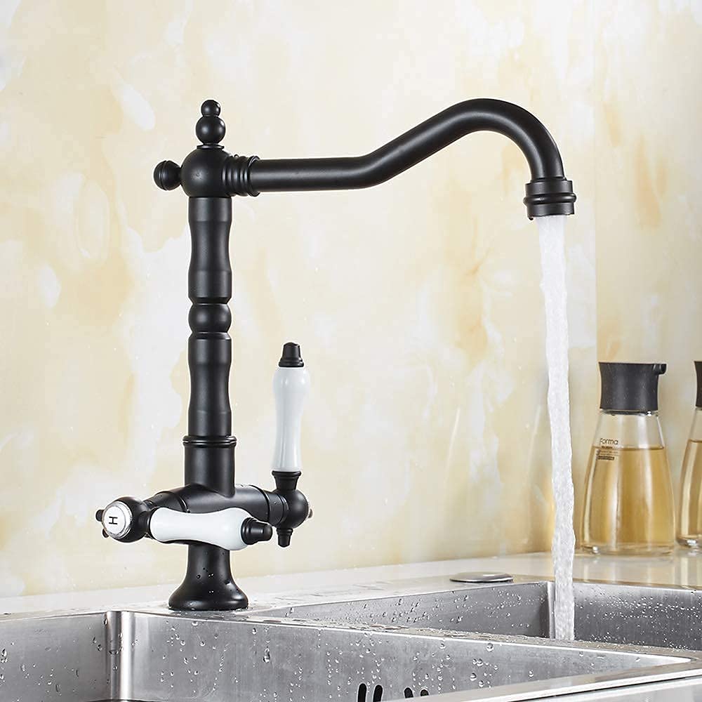 Mitigeur de cuisine en laiton massif bronze antique de style traditionnel