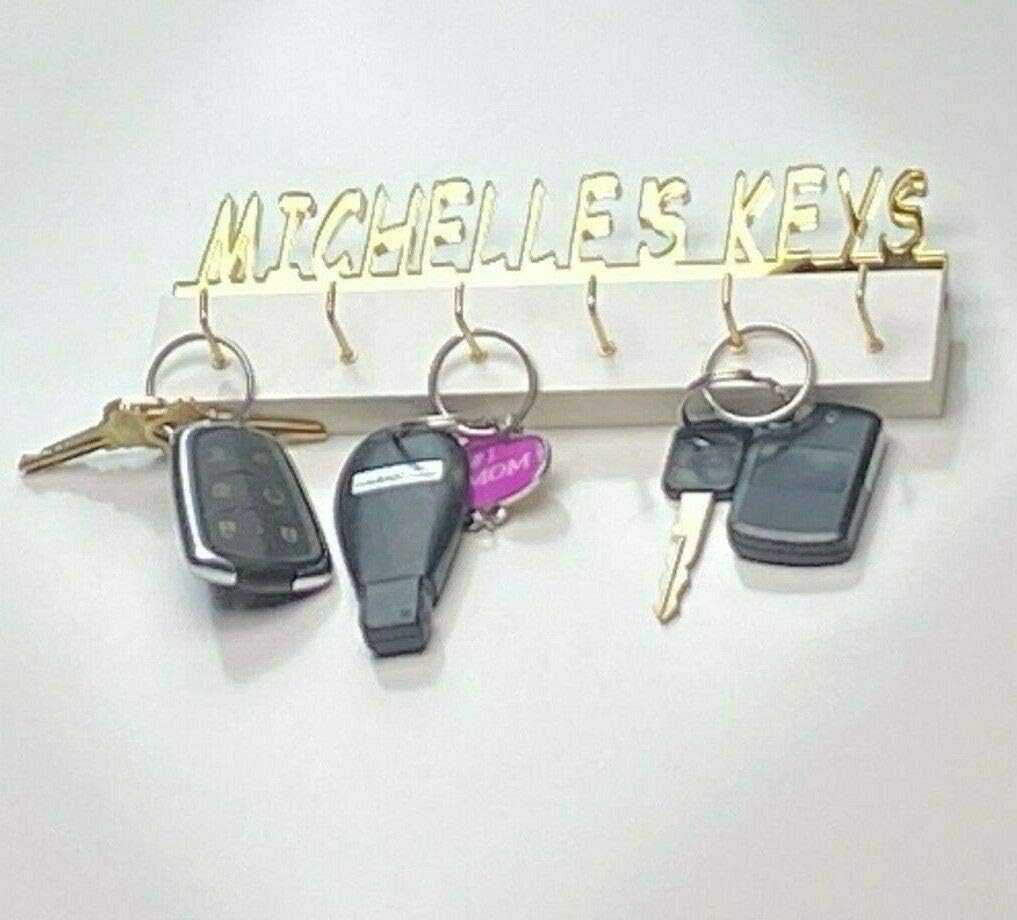 Custom Personalized Key Holder Hook Keys Wall Organizer, Storage Space For Living Space, Don't Misplace Those Keys Any Longer, Made to Order with Your Name or Favorite Word On It, Great Gift!