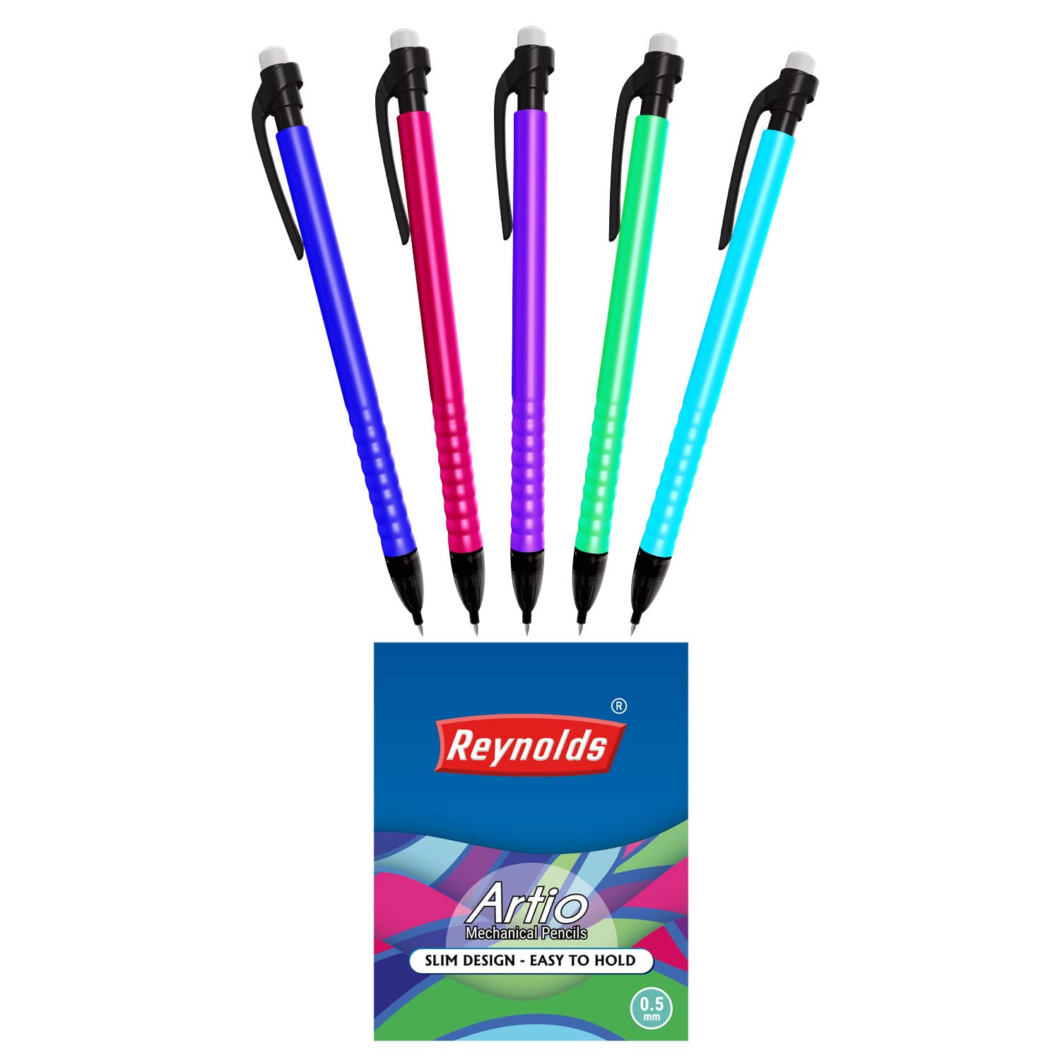 ReynoldsReynolds ARTIO 5ct Pouch 0.5mm - Assorted I Break-resistant lead With Comfortable Grip for Extra Smooth Writing I School and Office Stationery