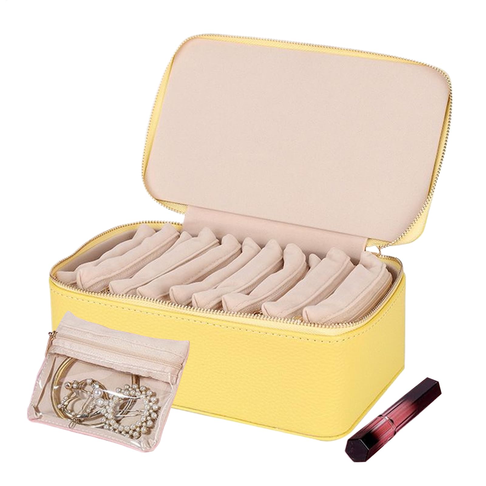Joyero de viaje compacto con 12 compartimentos para anillos y collares