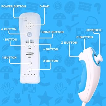 جهاز تحكم Old skool Remote و Nunchuck متوافق مع Wii و Wii U - أبيض