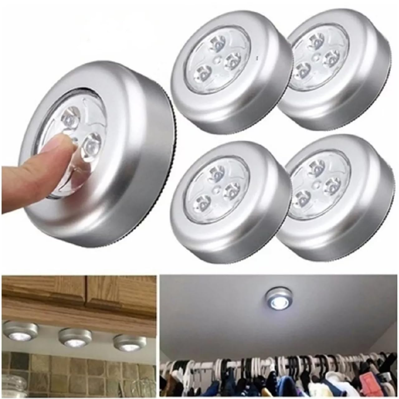 5 Lampadas Parede Teto Interiores Led De Toque Sem Fio