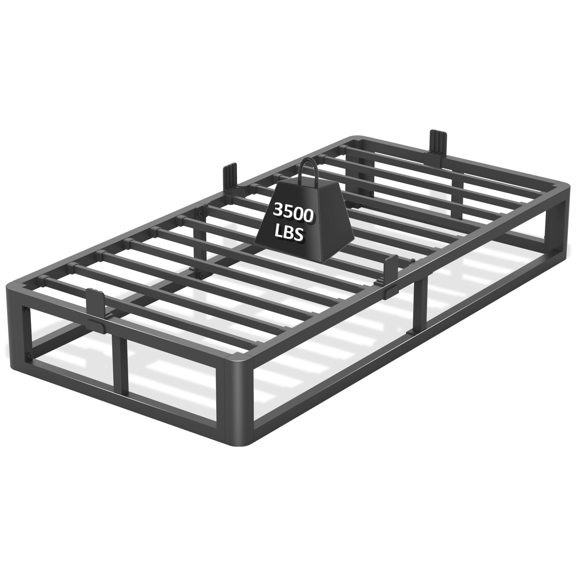 View 1 of **PATS ONLY** Bilily 10 Inch Twin Bed Frame with Round Corner, Heavy Duty 3500 LBS Steel Slats Support with Mattress Slide Stopper, No Box Spring Needed, Noise Free, Easy Assembly