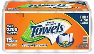 Member's Mark Super Premium 2-Ply Paper Towels: 30 Rolls Total (15 Rolls/Pack, 150 Sheets/Roll) - Thick, Absorbent Bulk Pack