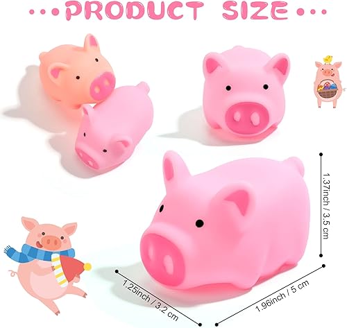 Miniatura 2 de 200 piezas de juguete de baño de cerdo de goma para bebé, mini cerdos de goma a granel, juguetes de bañera de cerdo chirriante, juguetes de baño
