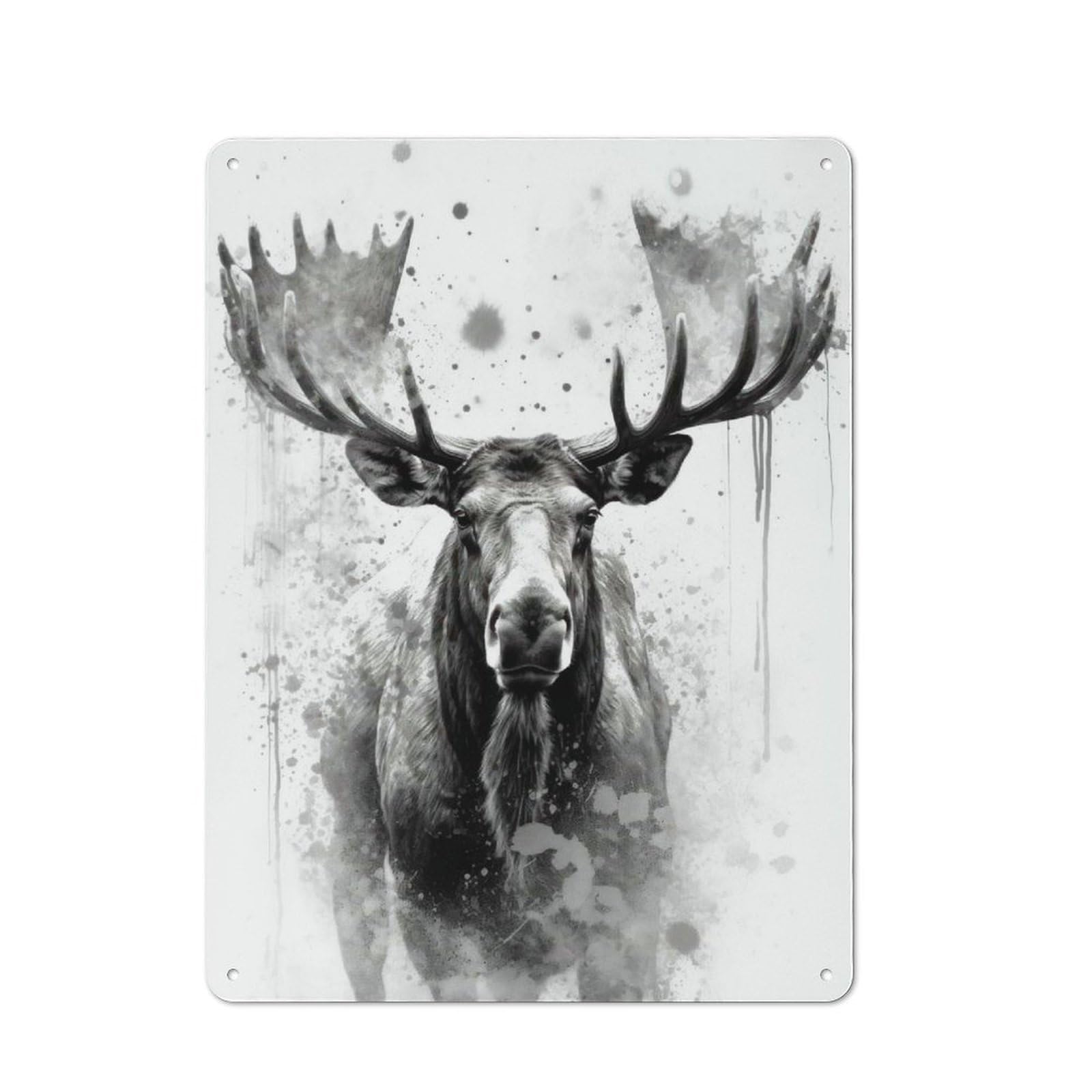 Junmoney Moose Beauty Watercolor Office Metal Sign With Design 40X30cm, Classic Studio Wall Plaque For Home Office, Reading Corner Or Bedroom