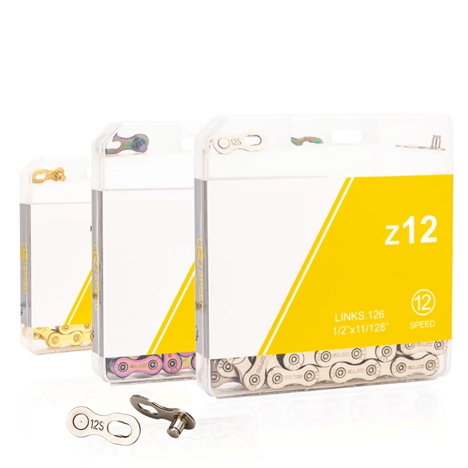 12-Gang-Kette for Mountainbike und Rennrad, 12 V, Missing Link Fahrrad, 12S Power Lock, 126 Glieder for K7-System Kompatibel mit Rennrad(Rainbow-SL)