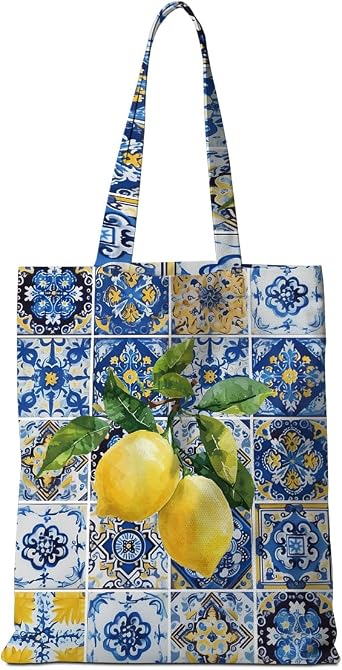 Lemon Tote Bag - Italy Travel Weekender Bag - Raccoon Gifts - Lemon Lovers Gifts for Shopping & Vacation