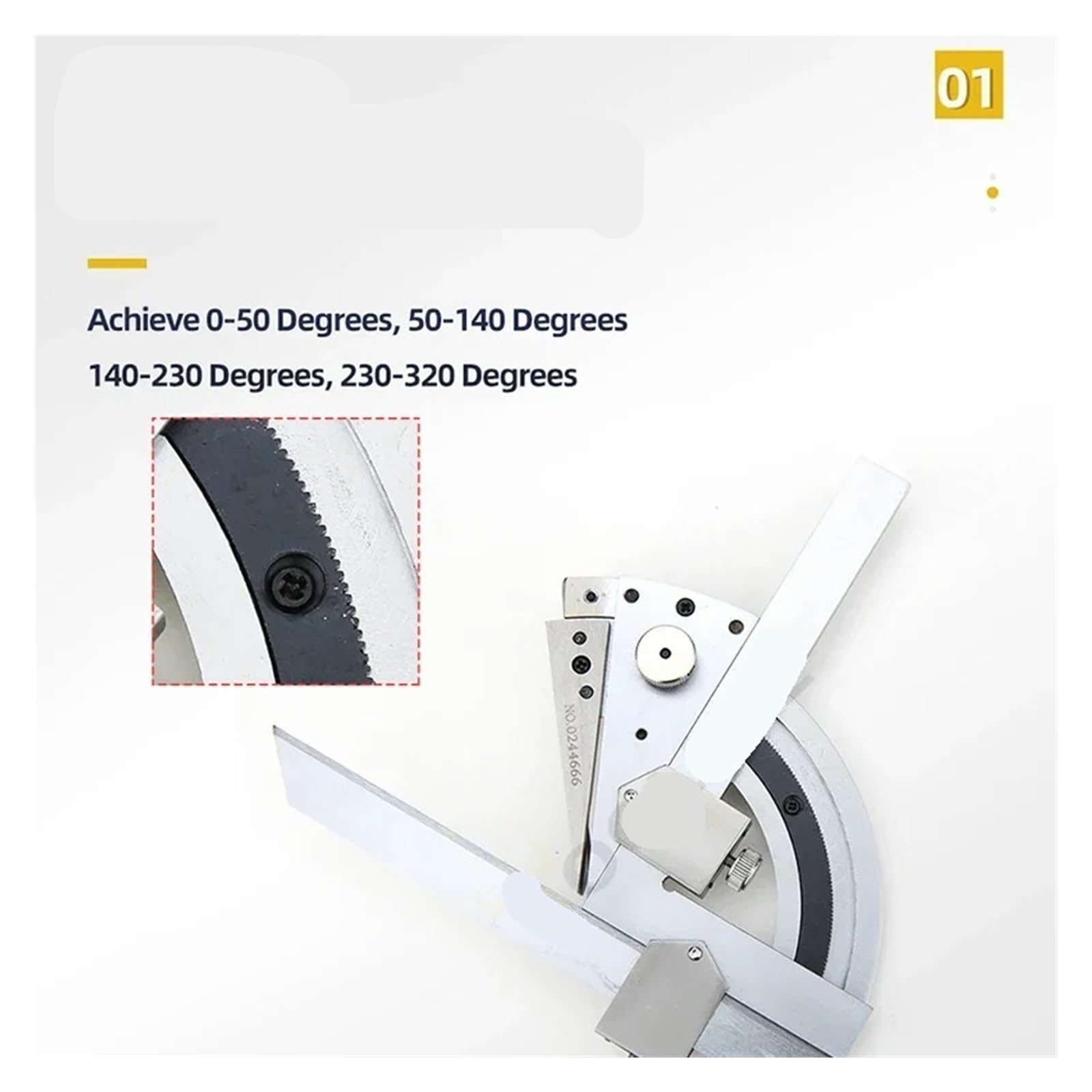 Regla de ángulo universal Regla multifuncional Instrumentos de medición cuadrados Medidor de ángulos Herramientas for trabajar la madera Buscador de ángulos Transportador(B320 High Precision)