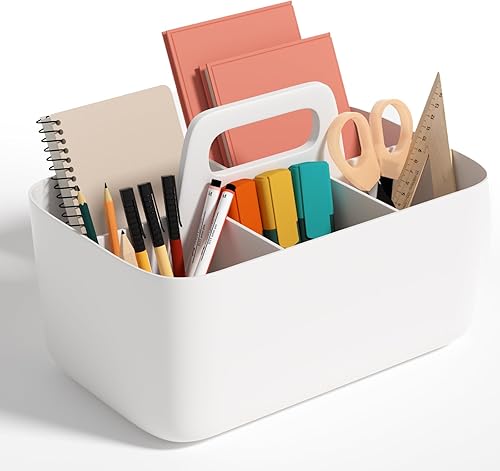 Miniatura 6 de DAYHOPE Organizador de ducha de plástico, cesta de baño con asa, organizador de ducha pequeño portátil para baño, ducha, maquillaje, limpieza,