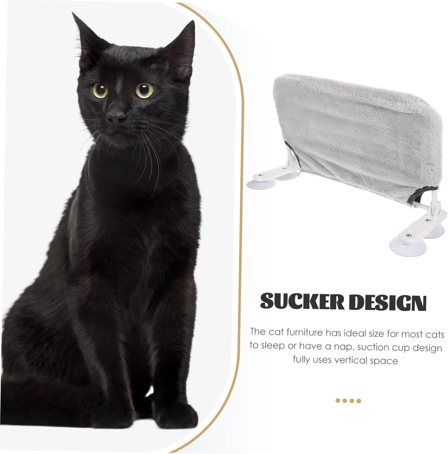 COLLBATH Cat Window Hammock Bed Detachable Cup Design for Indoor Cats Soft Washable Multi-Functional Perch Climbing Frame Grey