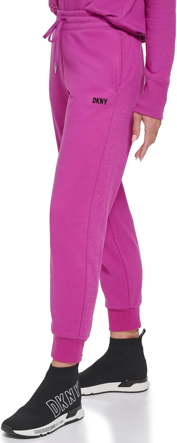 DKNY Women's Sport Metallic Stripe Logo Fleece Sweatpant - Image 2