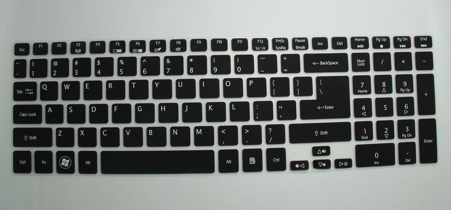 Saco Keyboard Protector Silicone Skin Cover for Acer Aspire E1-572 E1-572G 15.6inch Laptop - Black