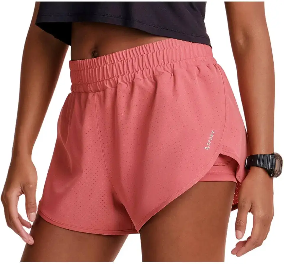Short Lupo Feminino Duplo Esportivo Running com Bolso Interno Cós Largo e Confortável Secagem Rápida Corrida