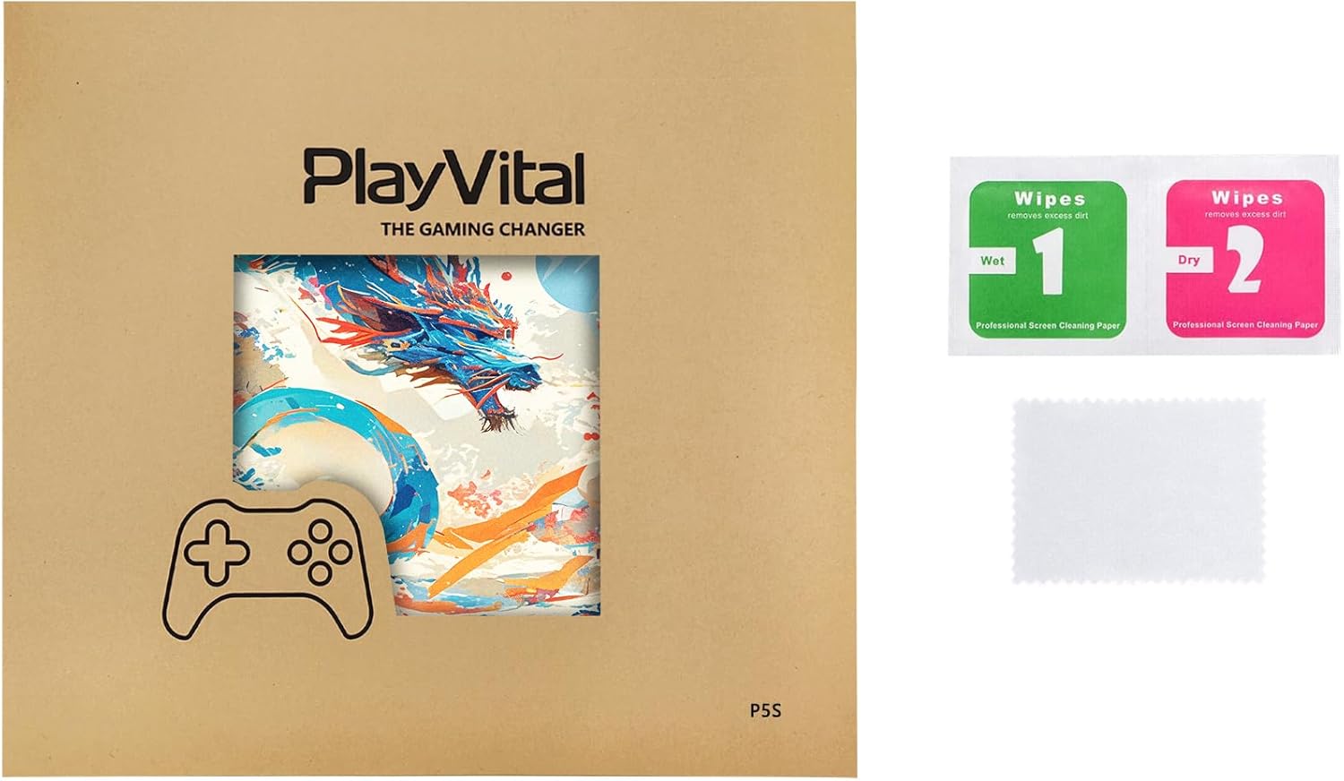 PlayVital Full Set Skin Sticker for ps5 Slim Console Disc Edition (The New Smaller Design), Vinyl Skin Decal Cover for ps5 Controller & Headset & Charging Station - Dragon's Elysium - Image 6