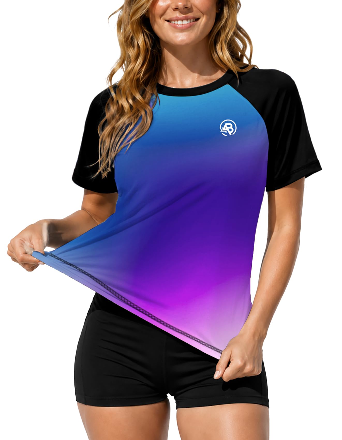 AOBUTE Camisas de natación de manga corta para mujer, con protección solar UPF 50+