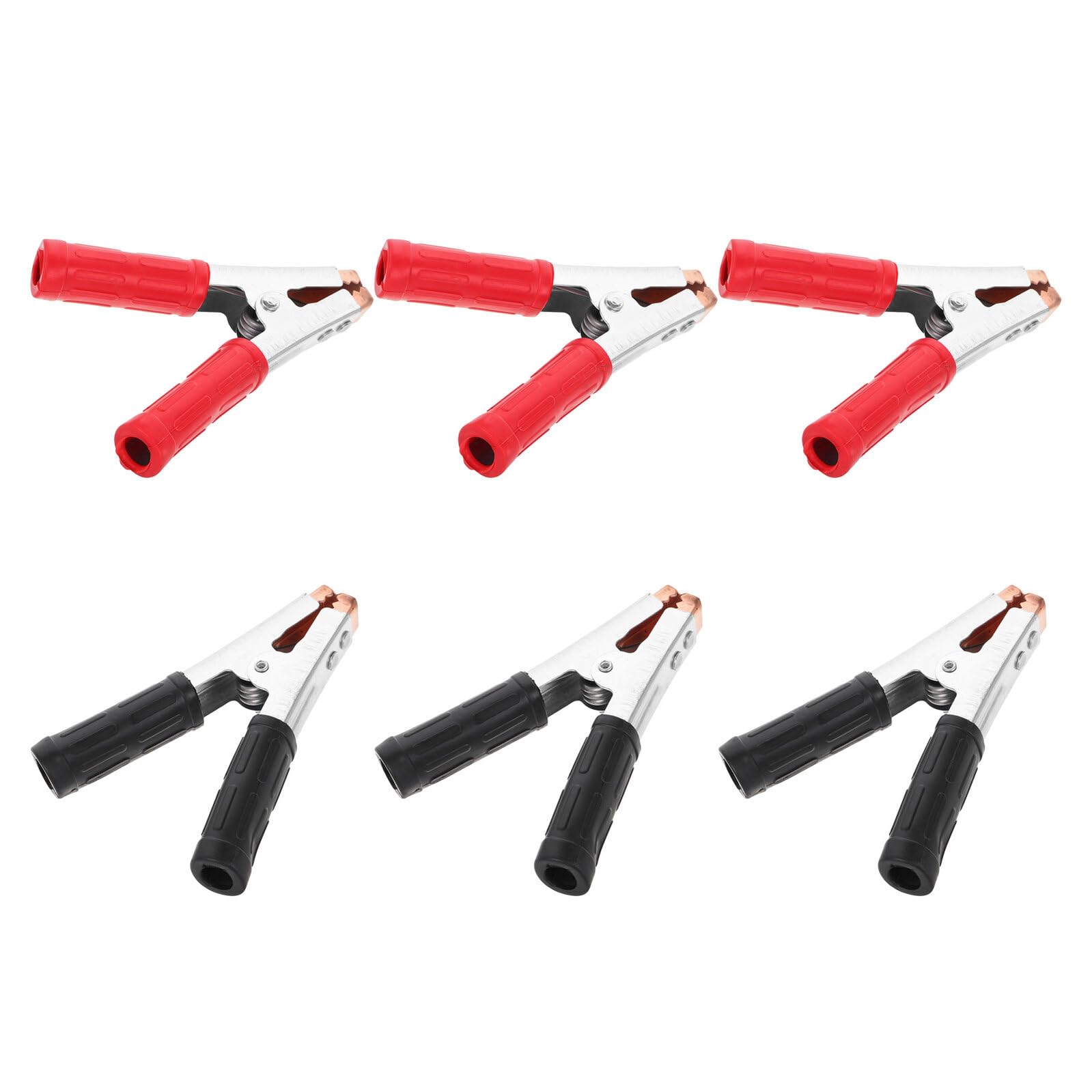 Lot de 6 Pinces Crocodiles Électrifiées Cuivre Grandes Tailles Renforcées à Triple Couche Pince Isolée Noir et Rouge pour Batterie Voiture Maintien Sûr pour Câbles de Démarrage