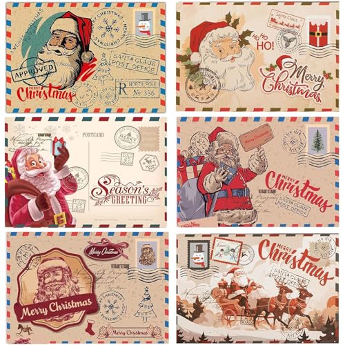 FiveMileBro 12 Piezas Tarjetas Navideñas con Sobres, Navidad Tarjeta de Felicitación, Postales Navidad, para Saludos Familia, Amigos, Niños