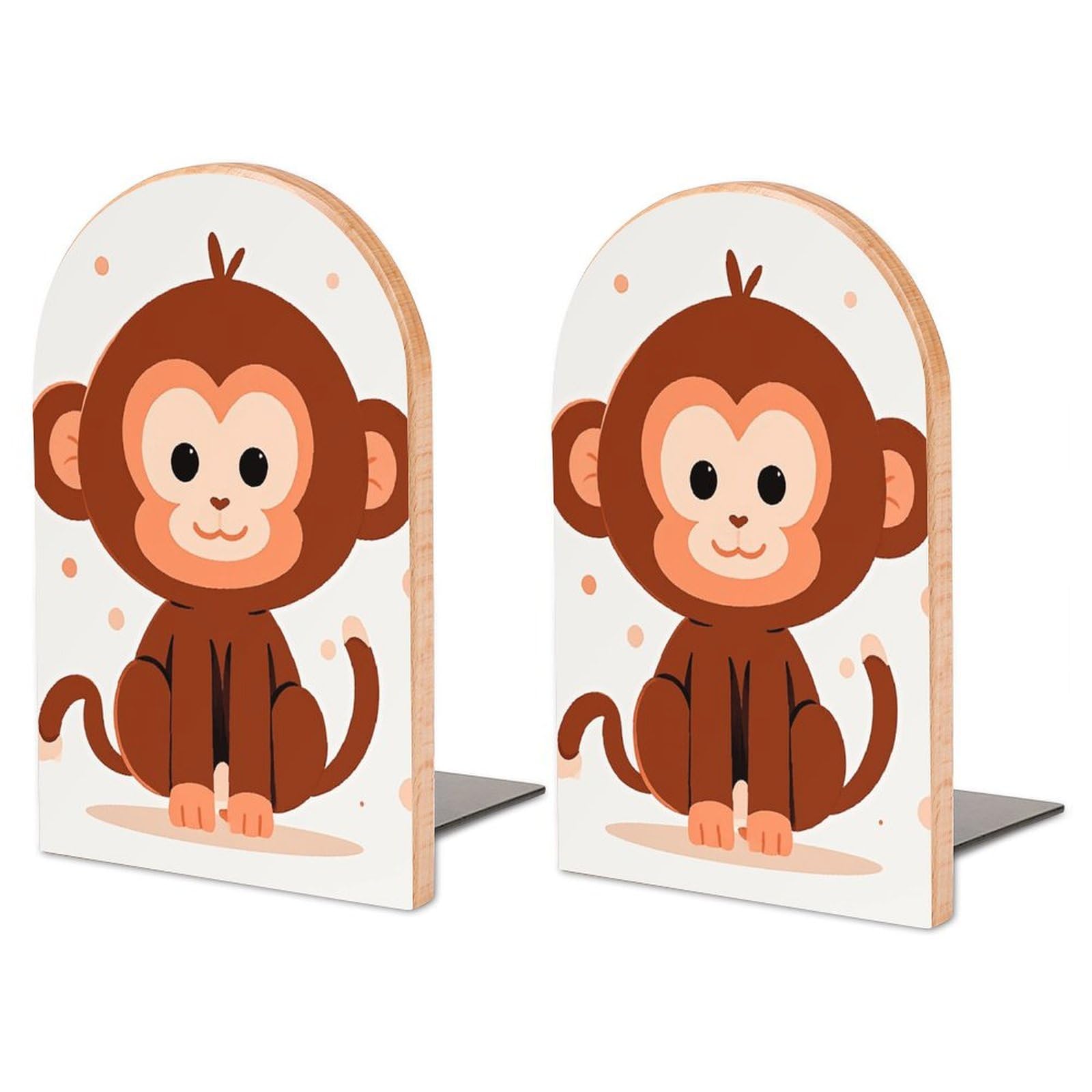Serre-livres singe marron contre le désordre des étagères de bureau