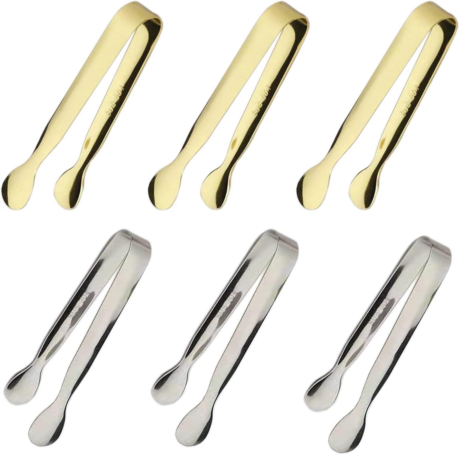 6pcs ice tongs silver and gold