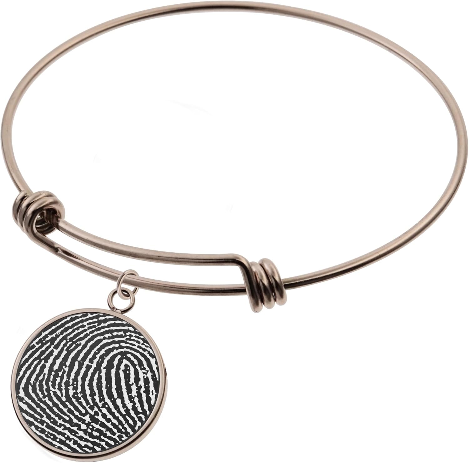 Dreambell Love You to The Moon and Back Personalized Fingerprint Photo Engrave Dangle Charm Adjustable Wire Bangle Bracelet Inspirational Gift