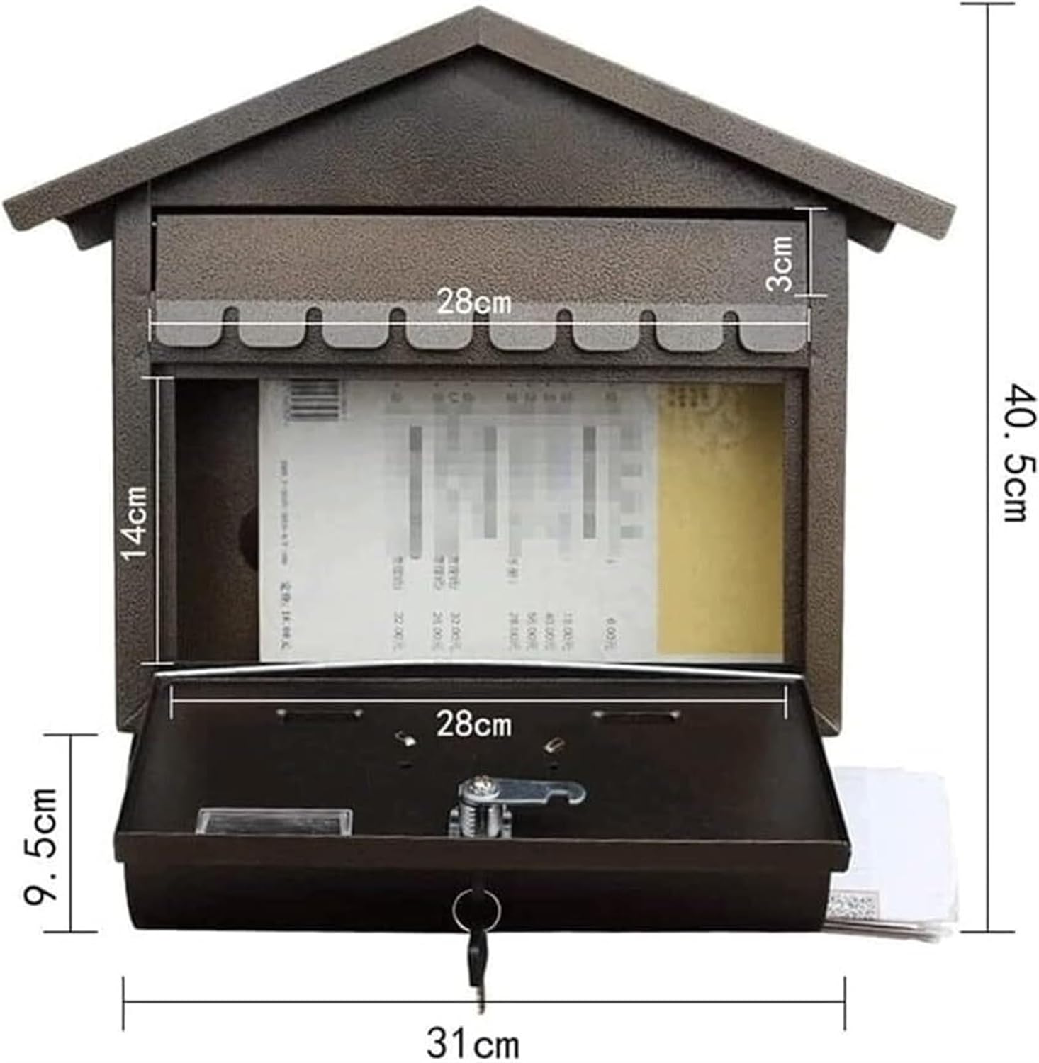 Drop Box Mailbox Wall-Mount Mailboxes Lockable Postbox Retro Metal Mailboxes Post Box for Home Outdoor Letter Box
