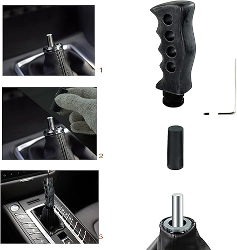 Miniatura 10 de Lunsom Pomo de palanca de cambios de coche de la palanca de cambios de la cabeza del palillo para la mayoría de vehículos manuales (negro)