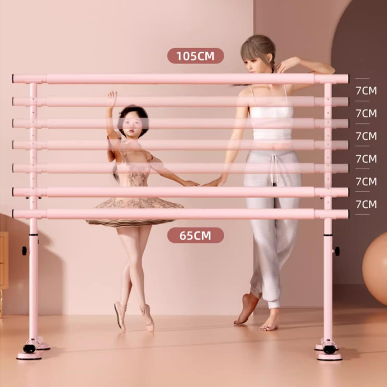 Barra de ballet portátil de acero para estudio en casa, altura ajustable, goma antideslizante, ideal para estiramientos y pilates para todas las edades