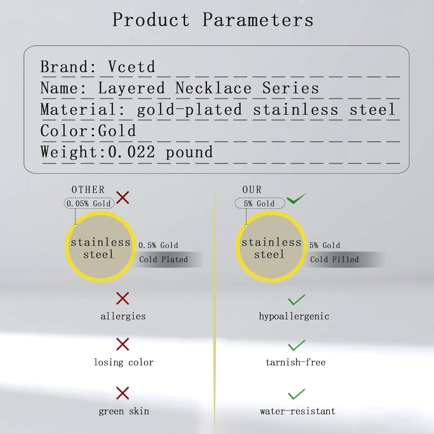 18K Gold Women's Heart Pendant Necklace,chunky gold necklace Stackable Two Piece Set, Multi-Layered Chunky Heart Necklace,layered gold necklace, Women's Fashion Jewelry Gift - Image 3